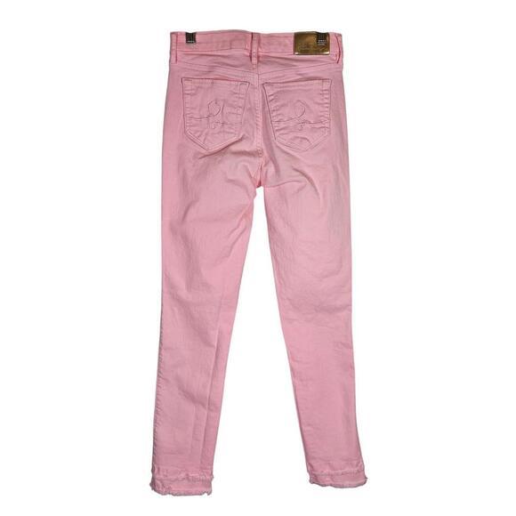Lilly Pulitzer Pink South Ocean High Rise Skinny Jeans 00 Fringe Hem - Picture 4 of 10